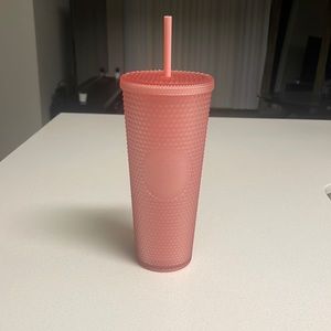 Frosted pink studded Starbucks cup